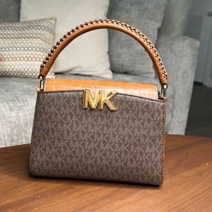 Michael Kors Karlie Medium Leather Satchel.
